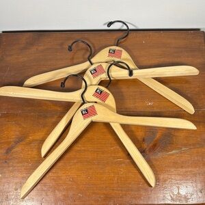 Y2K Ralph Lauren Polo Jeans Natural Wood Hangers with Black Hooks - Set of 4